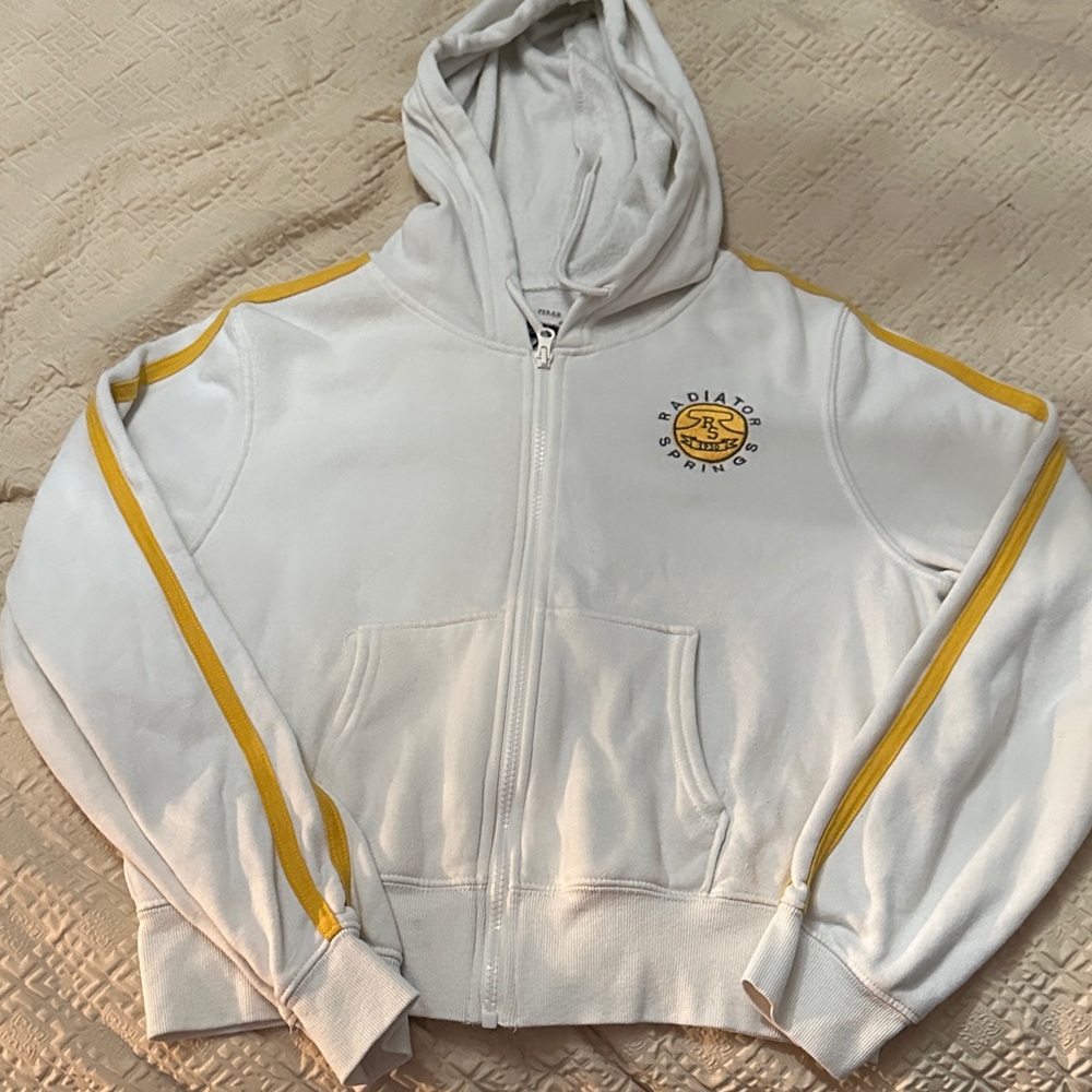 Disney White and Yellow Cowl Neck Sweater